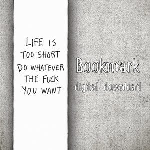 Black and White Quote Art Bookmark, Textured Lettering Book Mark PDF, Raw Typography Digital Download, Reader Gift