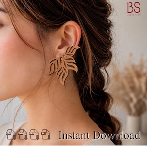 Botanical Leaf Earrings SVG – Nature Inspired Laser Cut Design, Modern Floral Earring Template, Digital Jewelry File, Instant Download