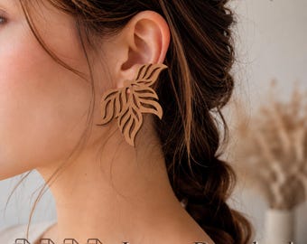 Botanical Leaf Earrings SVG – Nature Inspired Laser Cut Design, Modern Floral Earring Template, Digital Jewelry File, Instant Download