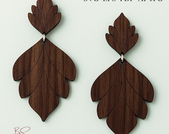 Laser Cut File for Wood Earrings, Boho Leaf Earring Svg, Laser Engraved Digital Download, Leaves Pattern for Glowforge, Acrylic Earrings