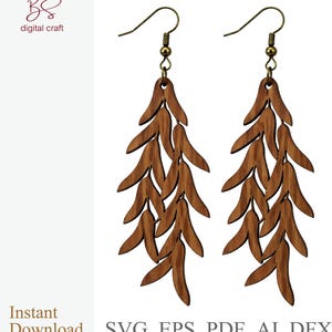 Matisse Style Cut File for Wood Earrings, Boho Leaf Earring Svg, Abstract Laser Engraved, Leaves Pattern for Glowforge, Acrylic Earring