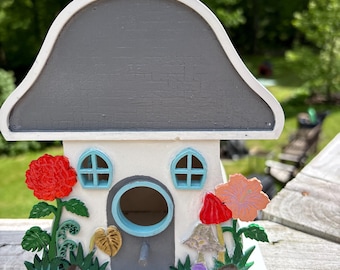 Birdhouse - Mushroom - Greyand Blue