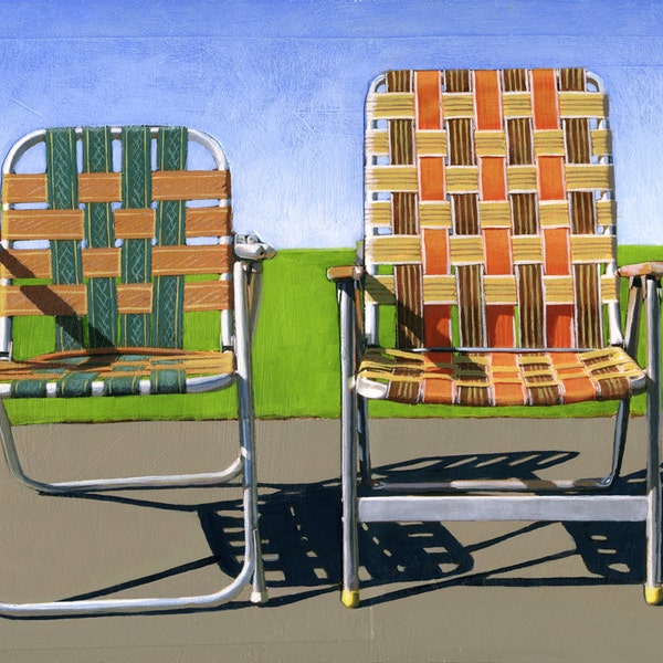 Summer Chairs (orange) - limited edition giclee print #98/100 - As seen in WEST ELM catalog