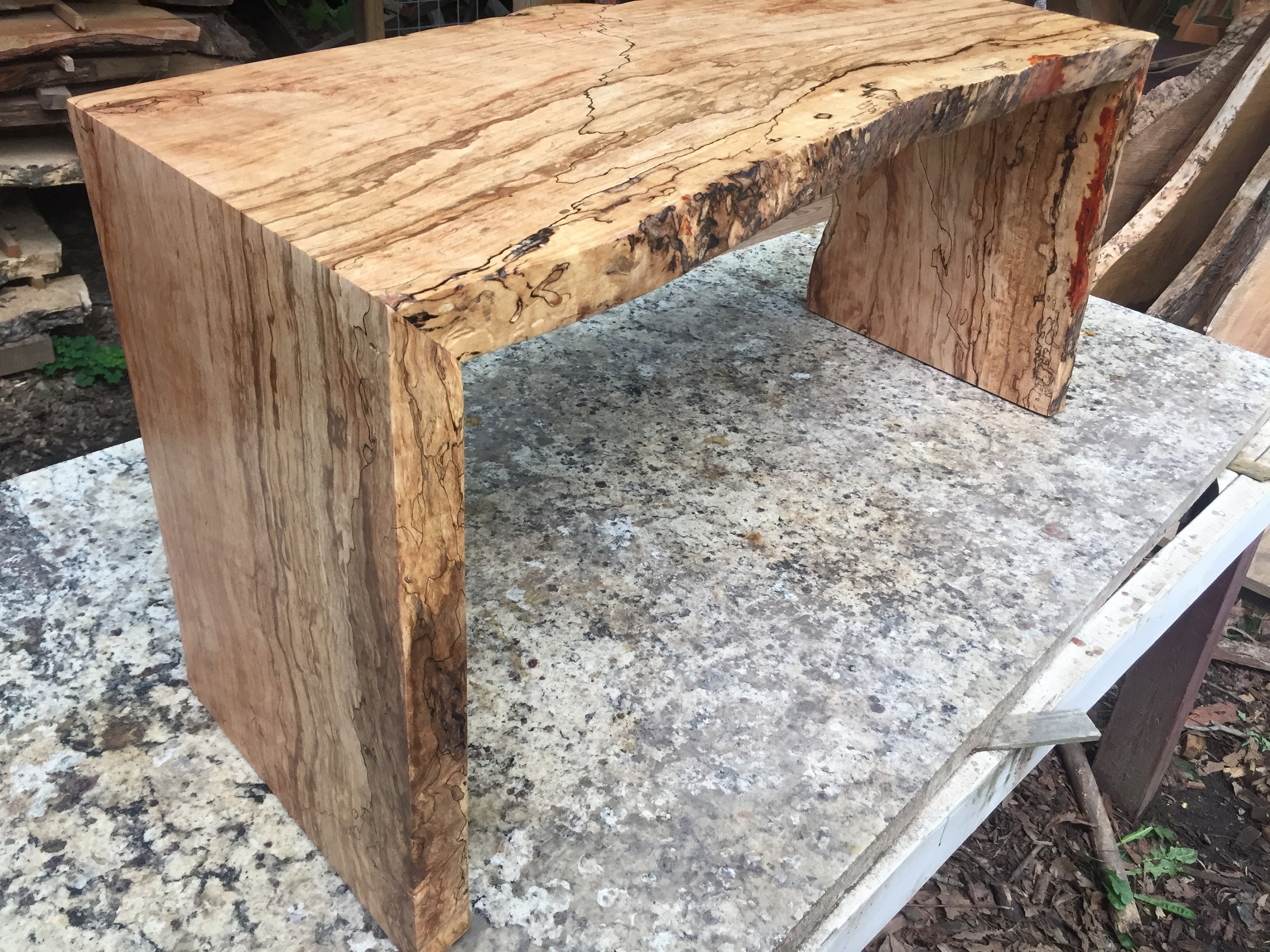 Wood waterfall bench deals
