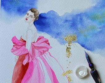Original Watercolor Painting Wall Art-Longing