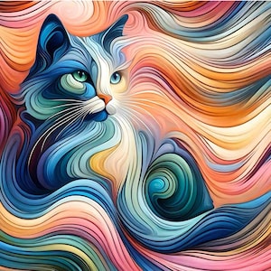 Wall Art Cat Puzzle 300/500/1000 Pieces, Cat Lover Gift, Cat Mom, Unique Gift Idea, Jigsaw Puzzle Cat Art, Home Decor Puzzle, Wooden Puzzle