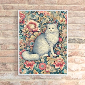 William Morris Style Flower Pattern Rabbit Puzzles 300/500/1000 Piece, Vintage Floral Jigsaw Puzzle, Art Puzzle, Animal Nature Puzzles