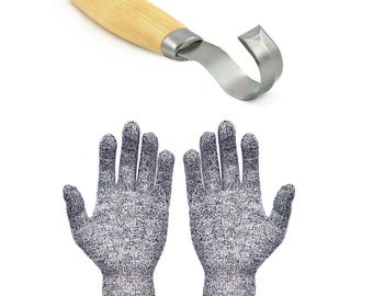 Mora 162 houtsnijwerkhaak lepel kom snijgereedschap met snijbestendige handschoenen