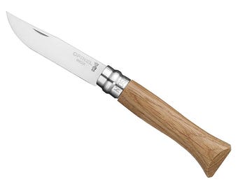 Opinel nr. 6 eiken klassiek eikenhouten handvat 7 cm roestvrijstalen mes met borgkraag
