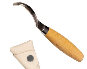 Mora 163 S roestvrijstalen lepelkom snijgereedschap met dubbele rand en Mora-schede