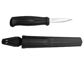 Mora-houtsnijmes roestvrij staal met polymeer handvat en schede