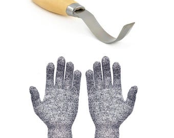 Mora 163 houtsnijhaak brede lepel snijgereedschap met snijbestendige handschoenen