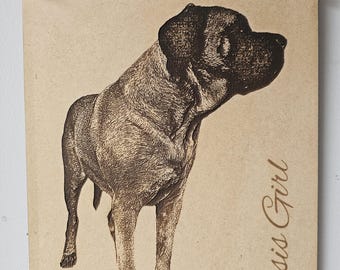 custom engraved pet portraits. I can make it hangable or free standing.