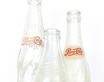 Vintage Pepsi Bottle Collection: 1960s Glass Soda Pop Memorabilia