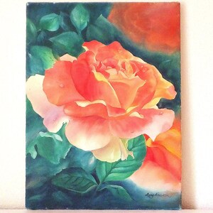 Peach Pink Rose Oil Painting: Portland Floral Art, 16x12