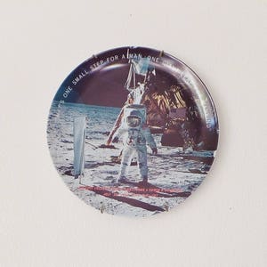 Vintage Moon Landing Souvenir Plate Melamine Plate Apollo Moon Landing Plate Space Decor NASA Nerd Decor Texas Ware Melamine Plate Vtg 1969 image 1