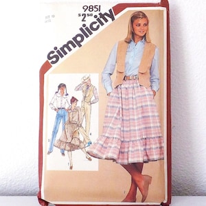 Vintage 1980s Western Sewing Pattern: Simplicity 9851 Misses Size 10