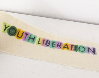 Youth Liberation Patch with Colorful Crewel Embroidery Large Patch Punk Patch Printed Patch Applique Cloth Patch Screen printed Patch