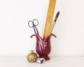 Vintage Vase like McCoy like Fiestaware Dark Red Vase Small Vase Desk Vase Nightstand Vase Small Flower Vase Vintgae 1930 39 s Pencil Holder