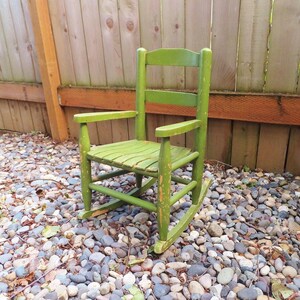 Vintage Green Children's Rocking Chair Nursery Rocking Chair Toddler Green Chair Rocker Gift for 