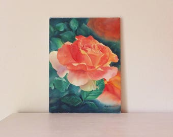 Pink Rose Painting Peach Pink Decor Photo Realism Painting Portland Rose Floral Painting Floral Art Flower Painting Flower Art Pink Floral