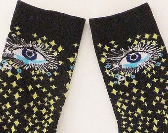 Starry Eye Socks Tarot Socks Mystical Socks Gift for Teen Halloween Socks Size 9-11 Friend Gift Socks Psychic Reading Socks Evil Eye Socks