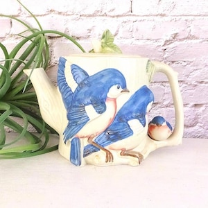 Takahashi Teapot with Blue Birds Hand Painted Porcelain Tea Pot Decorative Teapot Gift for Tea Lover Vintage Takahashi Made in Japan Tea Pot