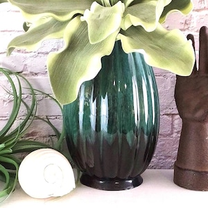 Blue Mountain Pottery Vase: MCM Green Drip Glaze, Canadian Art Pottery