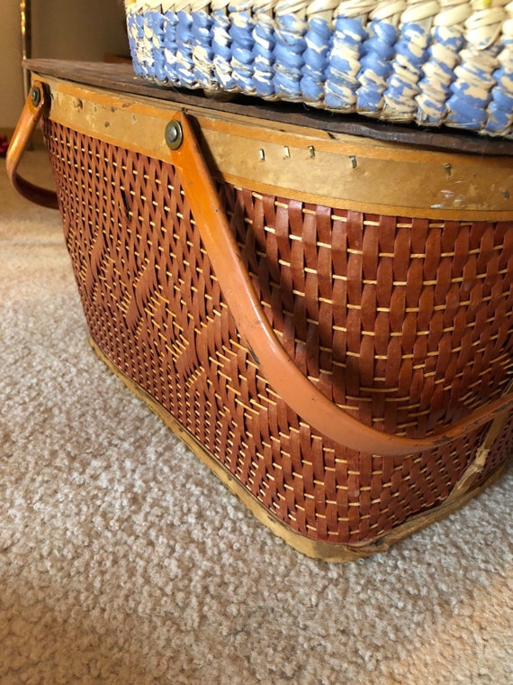 Vintage Picnic Basket Mid Century Picnic Basket Vinta… Gem