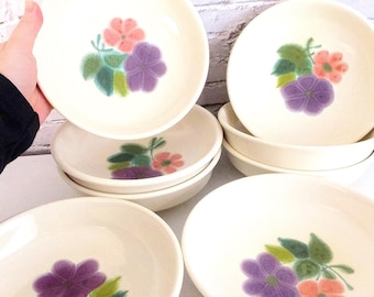 Conjunto de Tigelas Vintage Franciscan Floral: Faiança MCM, Cozinha Retrô dos Anos 1960-70