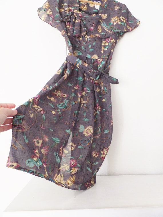 Vintage 1980's Dress April Rain Sheer Floral Dres… - image 8