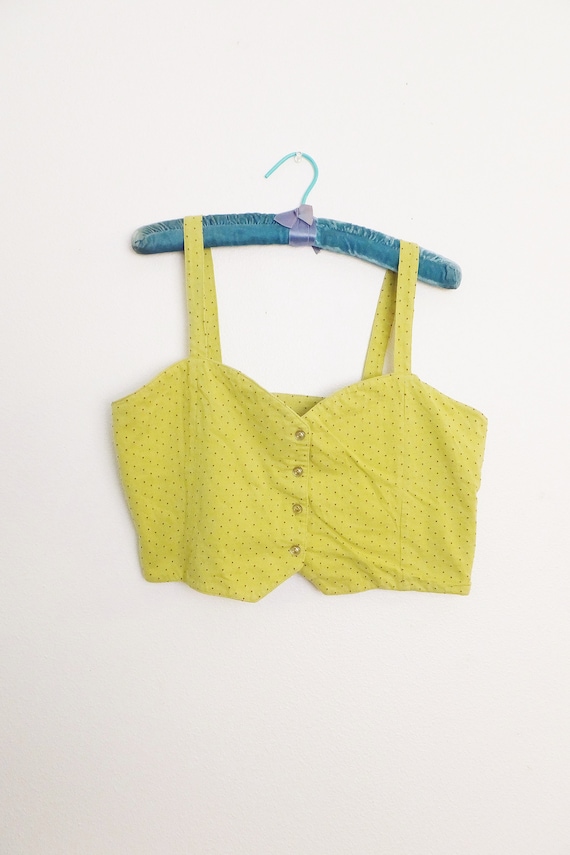Chartreuse Green Crop Top Cotton Club Cropped Vest