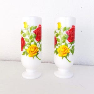 Avon Rose Milk Glass Espresso Cups 1960&#39;s Barware Irish Coffee Floral Rose Demitasse Liqueur Mugs Coffee Cups MilkGlass Pressed