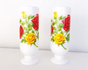 Vintage Avon Milk Glass Espresso Cups: 1960s Rose Barware
