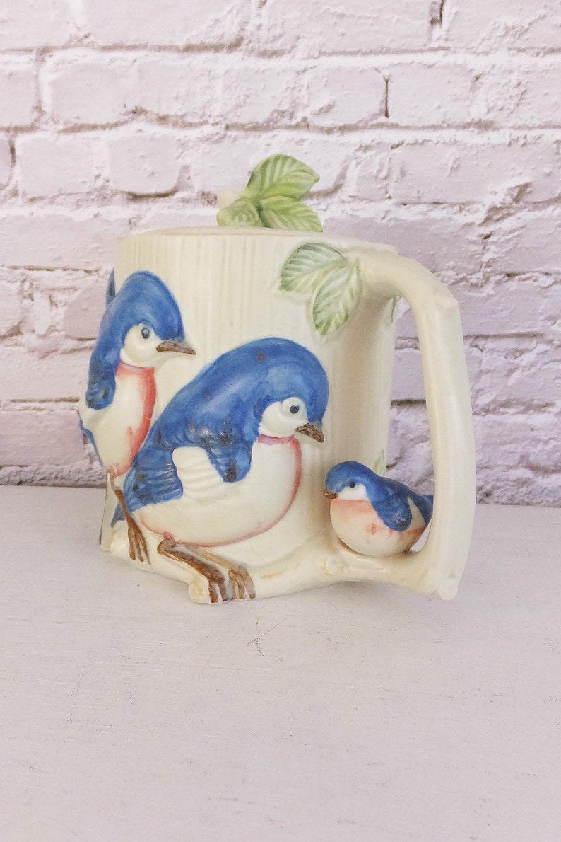 Takahashi Teapot With Blue Birds Hand Painted Porcelain Tea Etsy