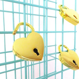 Gold Heart Padlock: Mini Love Lock, Wedding Decor, Valentine's Gift