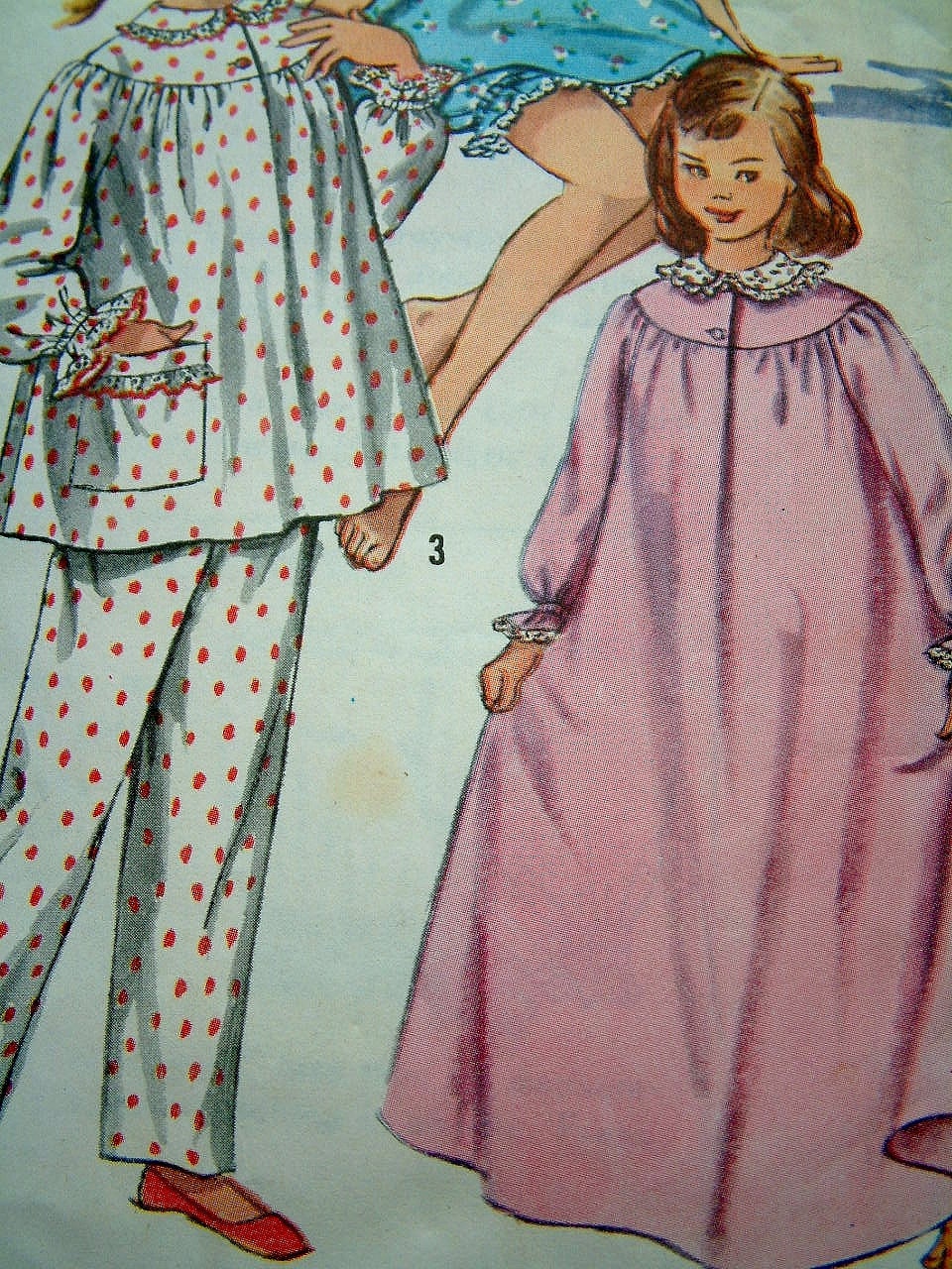 Vintage 1950's Pajamas Retro Simplicity 1828 Sewing Pattern Girls