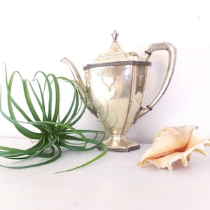 Antique Silver Plate Coffee Pot: Victorian Monogram Serveware, BM Mounts