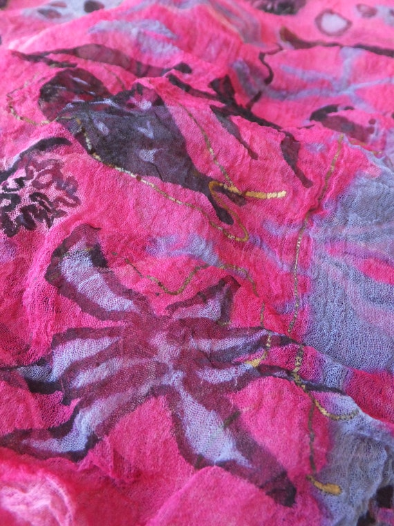 Pink Silk Scarf Vintage 1960's Bright Pink Scarf … - image 5