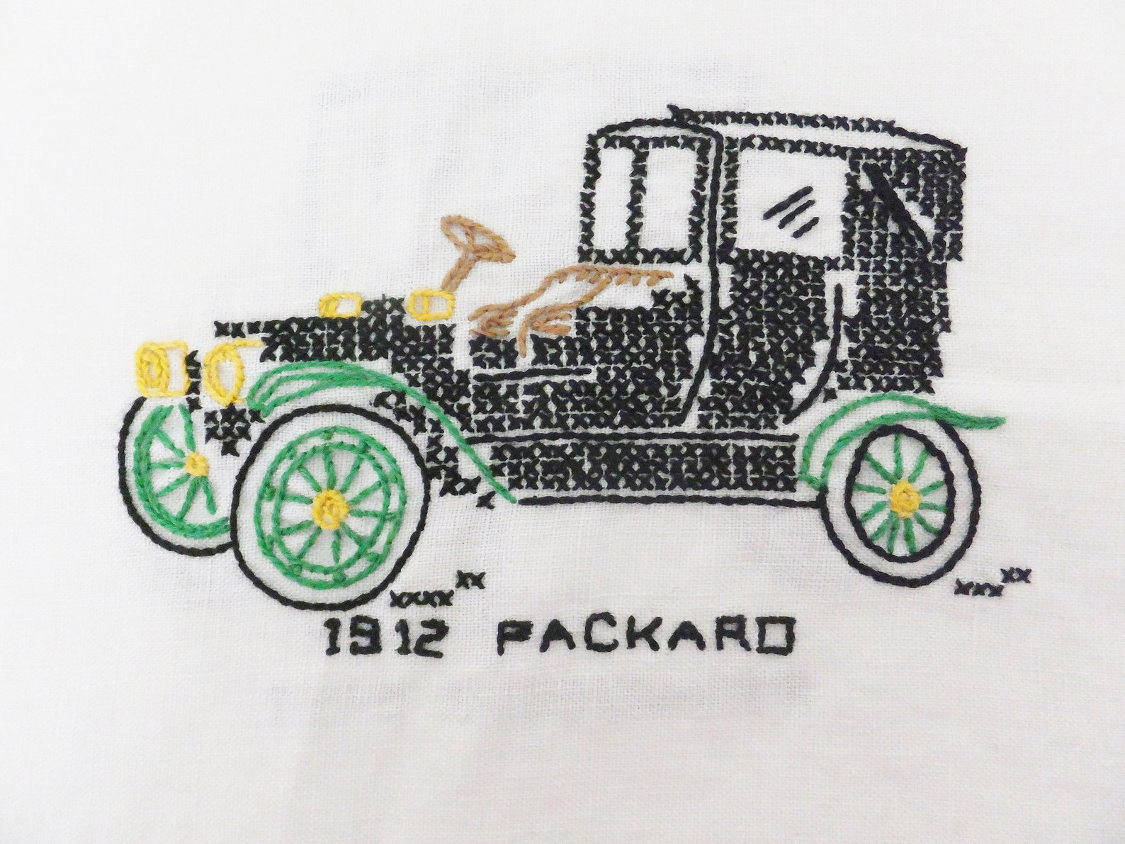 Antique Automobile Cross Stitch Embroidered Textile Panels Car - Etsy