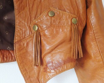 Vintage Gap Leather Jacket Vtg 1970's Womens Size Large