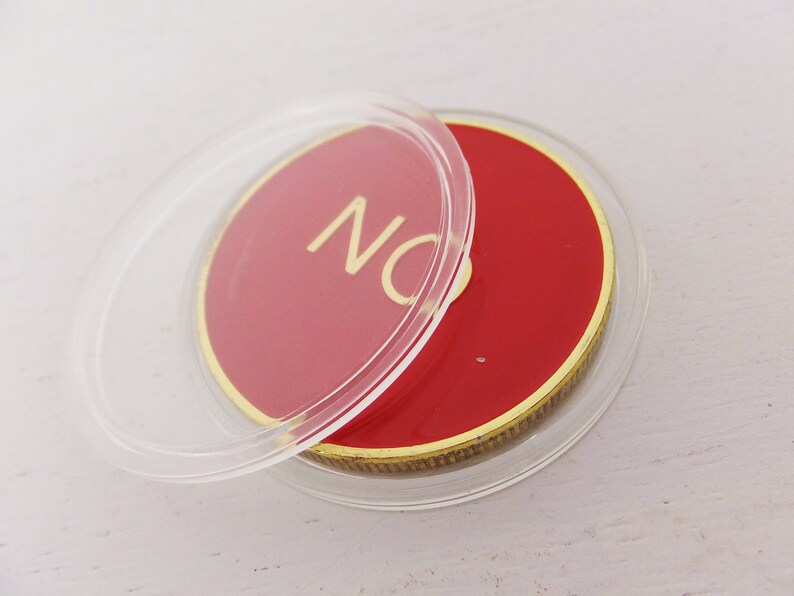 Decision Coin Yes or No Coin Choice Coin Brass Red Green Libra Gift Gambling Coin Fate Choice Flip Coin Enamel Brass Yes No Flip Fate Coin image 5