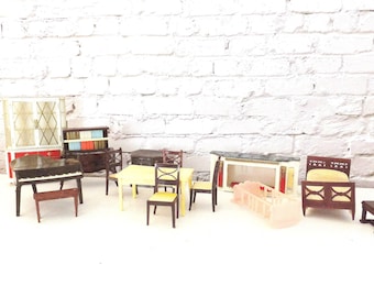 Vintage Dollhouse Furniture Lot, 1:12 Scale Miniatures
