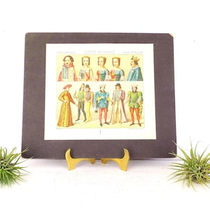 Antique Firmin Didot Print of 14th Century & 15th Century French Aristocracy Fashion from Middle Ages French Fashion French Medieval Costume