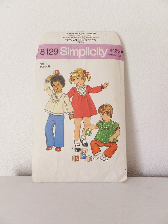 Vintage Simplicity 8129 Sewing Pattern Toddler Child Size 1 | Etsy