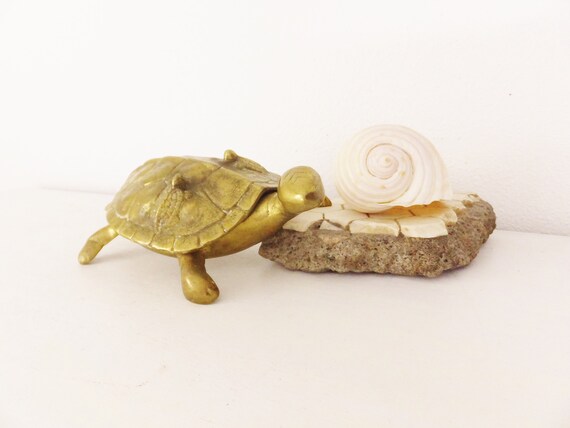 Vintage Brass Turtle Ashtray Covered Ashtray Boho Brass Turtle | Etsy