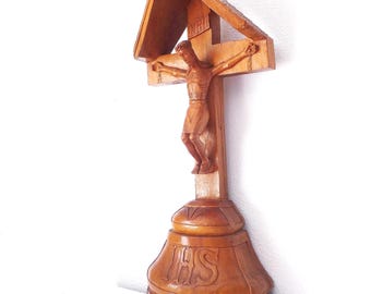 Antique Carved Wood Crucifix - Jesus on Cross - Eastern European