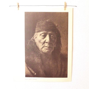 Bear&#39;s Teeth Arikara Sepia Print Native Americans Edward S Curtis Portraits North American Plains Indians Life American Print Sepia Portrait