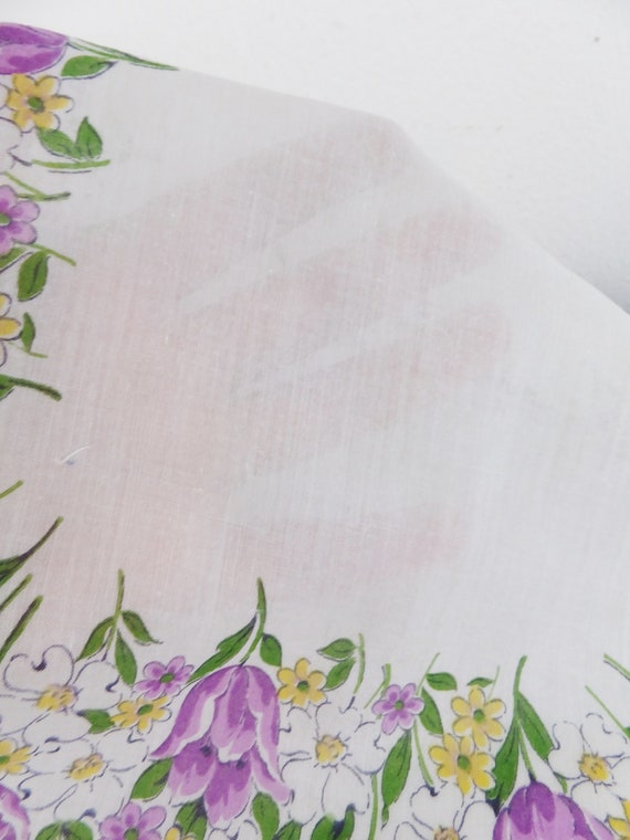 Vintage Purple Tulip Handkerchief Floral Hanky Gi… - image 9