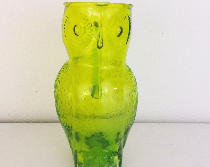 Mid Century Vintage Kanawha Glass Owl Pitcher Bright Green Owl Etsy